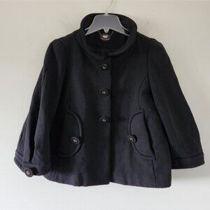 ANYA HINDMARCH | Short Wool Jacket Silk Lining Black Sz L
